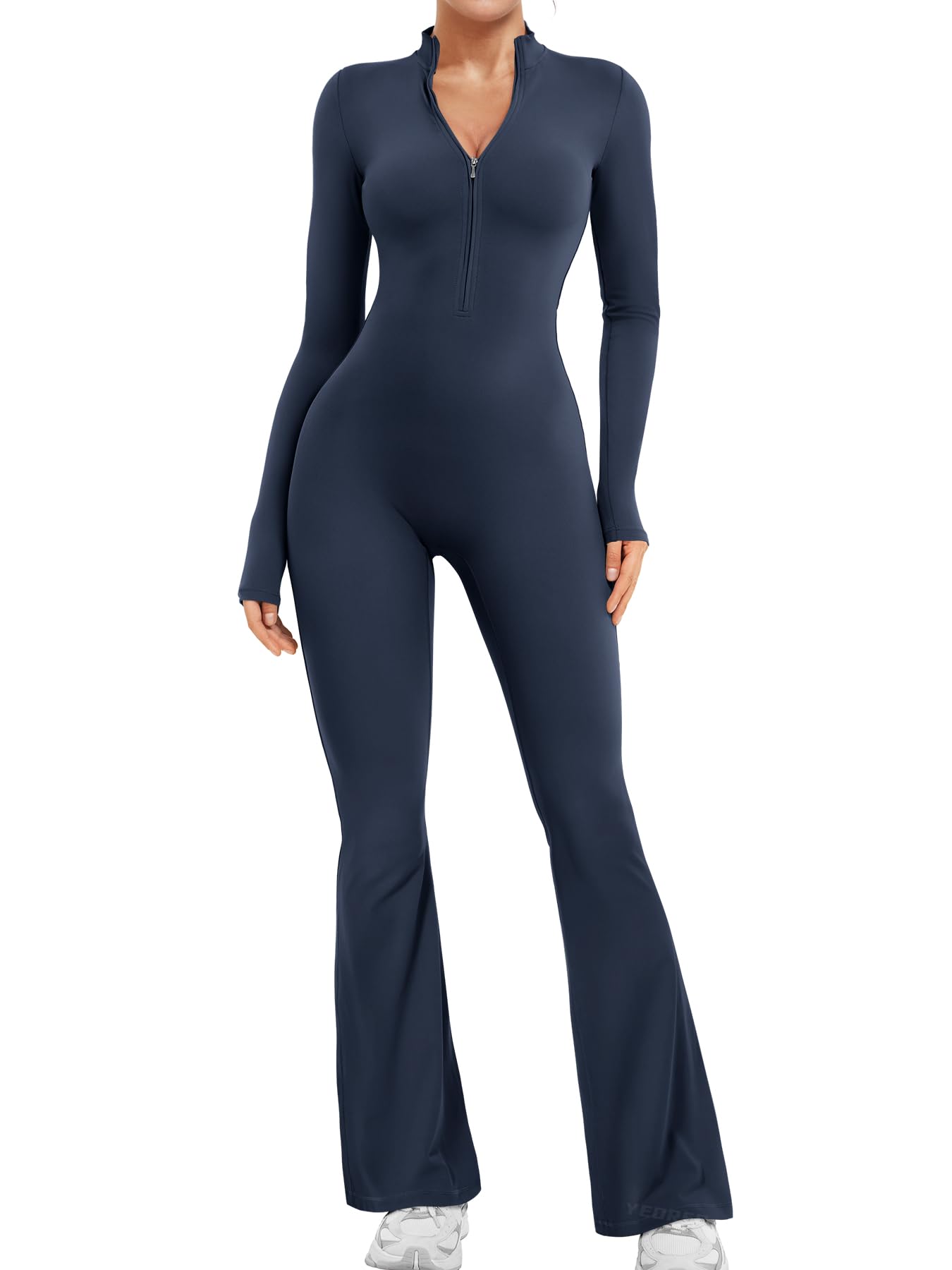 yeoreo Women Long Sleeve Zipper Jumpsuit Wide Leg Bodysuit Bodycon Sexy One Piece Midnight Getaway Solids Small-picture-40