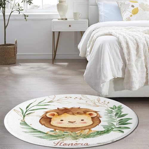 Tapete redondo personalizado con diseño de león Safari para bebés miniatura 4