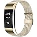 AK Metal Replacement Bands Compatible for Fitbit Charge 2 Bands, Stainless Steel Adjustable Wristband for Fitbit Charge 2 with Unique Magnet Clasp (Small, 06 Champagne Gold)