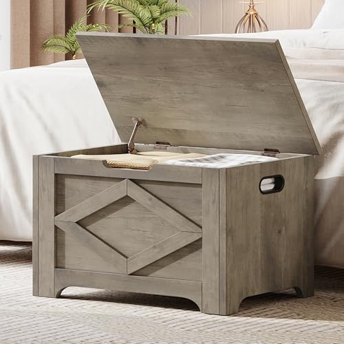 GAOMON Storage Chest, Wooden Toy Storage Bench, Modern Style Lift-Top Toy Chest with Safety Hinge for Entryway, Bedroom, Living Room, Supports 300 Lb and Easy Assembly