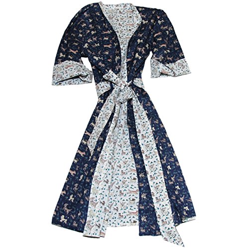 Art Studio Company Reversible Dog Print Cotton Robe Long
