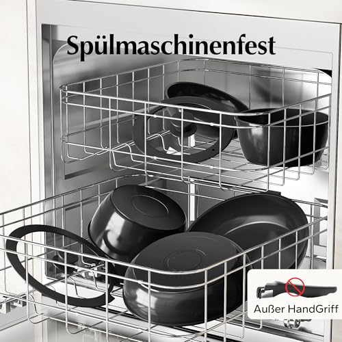 Redchef 16‑teilig Pfannenset Topfset mit abnehmbaren Griffen, Schwarz – Ansicht 6
