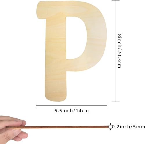 Miniatura 2 de Letras de madera de 8 pulgadas, letras P de madera, sin terminar, letras del alfabeto de madera para decoración de pared, manualidades, pintura,