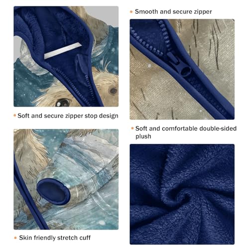 Winter Scene with Guinea Pig Toddler Fleece Jacket Girl Boys Hooded Fleece Jacket Coat Warm Outwear Zip-up 3-10T3