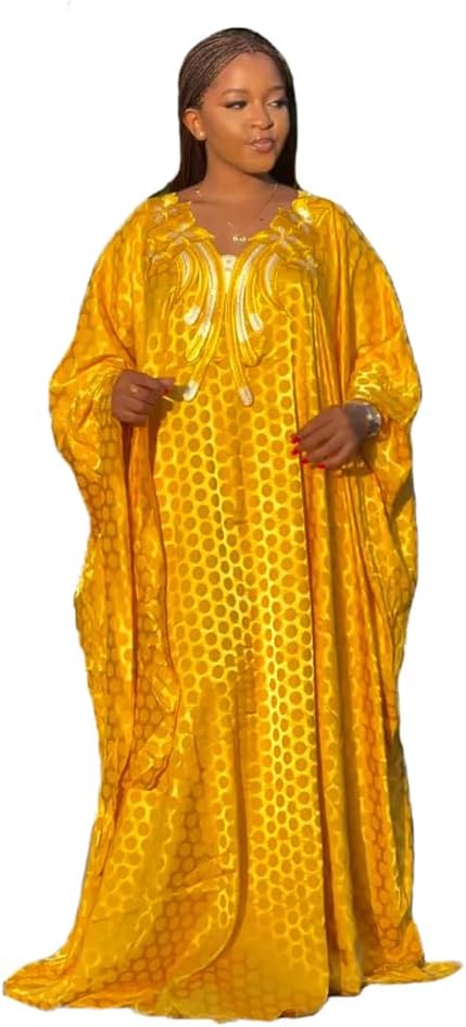 HD African Dresses for Women Fashion Beading Rhinestone Kaftan Maxi Dress