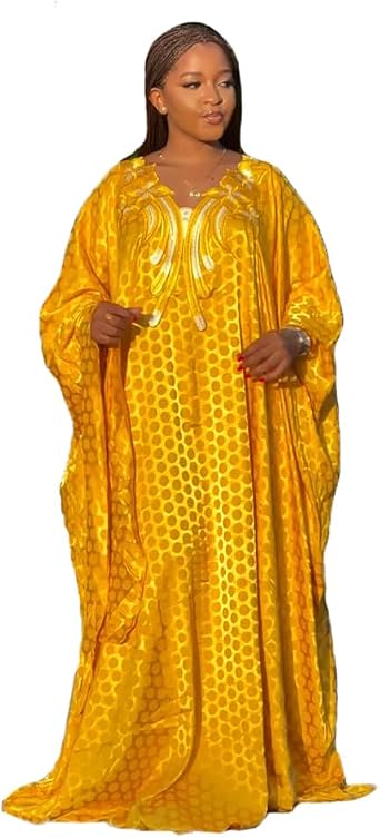 HD African Dresses for Women Fashion Beading Rhinestone Kaftan Maxi Dress