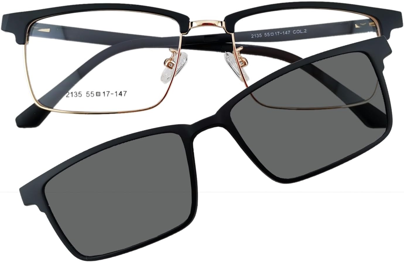 Circleperson magnet Eyeglasses 2 in 1 Polarized Clip on Sunglasses for Men Women Rectangle