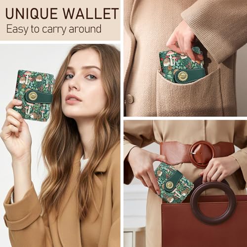 Image of Kelvoris Cute Hedgehog Small Rfid Women Wallet Bifold Zipper Coin Pocket | PU Leather Compact Cash Credit Card Holder Travel Purse for Female Ladies Teen Girls 1 ID Window 10 Card Slots