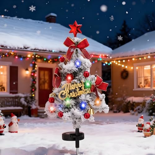 Solar Christmas Tree Lights 1 Pcs, 2026 New Solar Christmas Decorations, Outdoor Decorations for Outsdie Holiday Display Yard Front Porch Pathway Grave Cemetery Decor