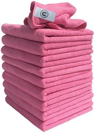 DCS Microfibre Cleaning Cloth, Pink, Pack of 10, Large Size: 40x40cm. Super Soft Premium Streak Free Washable Cloth Duster for Kitchen , Bathrooms, Surfaces, Mirrors, Car, Motorbike