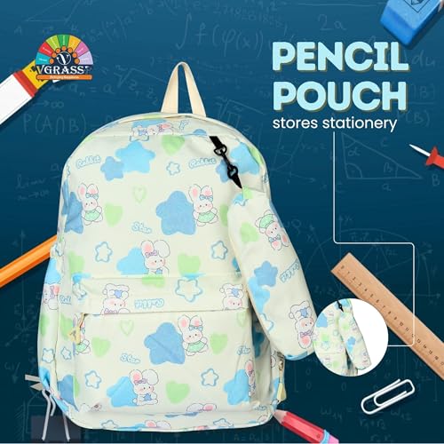 Image of VGRASSP 2 Pcs Kids School Backpack Set with Pencil Pouch - Lightweight Bag for Boys and Girls with Spacious Zipper Compartments - Color As Per Stock