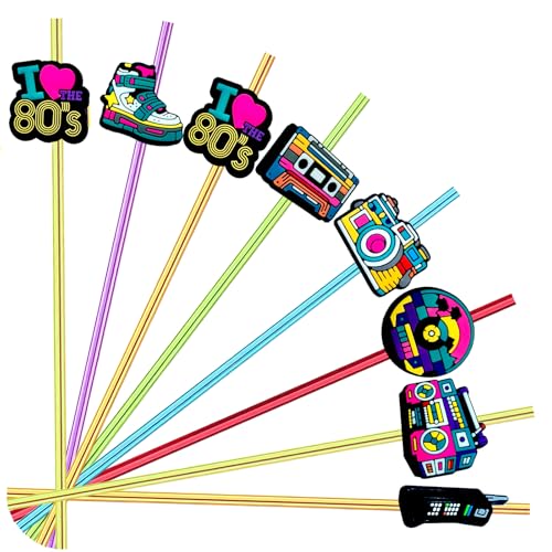 24 pitillos reutilizables retro 80s en 6 colores miniatura 1