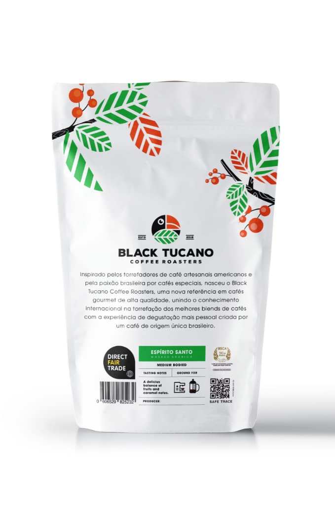 Black Tucano Specialty Coffee - Brazilian Ground Medium Roast Coffee - Single Origin Ground Coffee - 8.8 Ounces 250 Gr