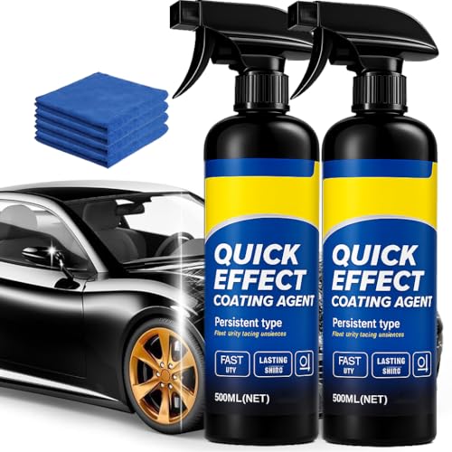 Jeeeun Car Coating Spray, Quick Effect Coating Agent, Fast Shine Finish for Auto Paint & Glass, Easy Spray Application, Gloss Enhancement for Daily Vehicle Care (2PCS,17.6fl Oz/500ml)