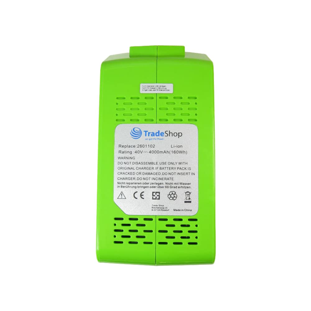 Trade-Shop Powerworks 2900113 - Batería de ion de litio para herramientas de jardín (40 V, 4000 mAh, sustituye a Cramer 40 V110 40 V220, Powerworks 40 V)