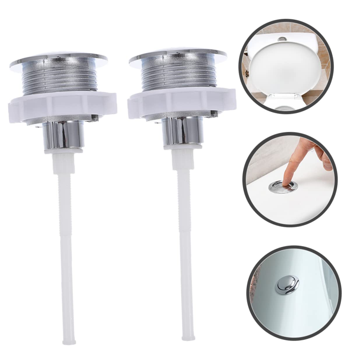 Operitacx 5 Set Interruttore Wc Standard Riparazione Toilette Sostitutiva Inossidabile Sollevatore Di Grandi Dimensioni Dovere Accessorio Da Toilette Pulsante Wc Addominali Argento 2 Pezzi*5