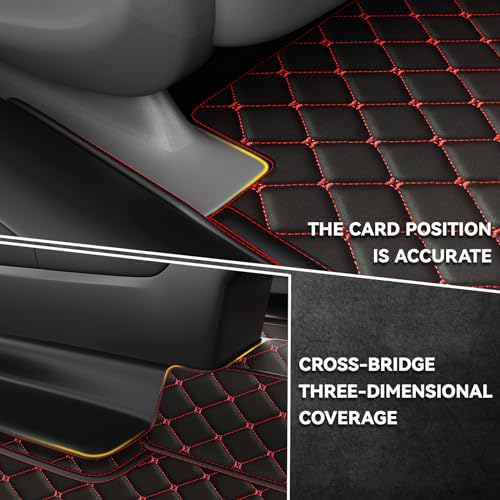Floor Mats for Toyota Corolla 2014-2018 Nappa Leather-Black Red by NewYYY - Used condition - Image 4