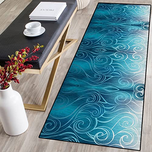 Alfombra de pasillo de algodón con respaldo de goma, alfombra de microfibra lavable para sala de estar, dormitorio y lavandería, superficie suave, alfombra de pelo bajo, fácil de limpiar