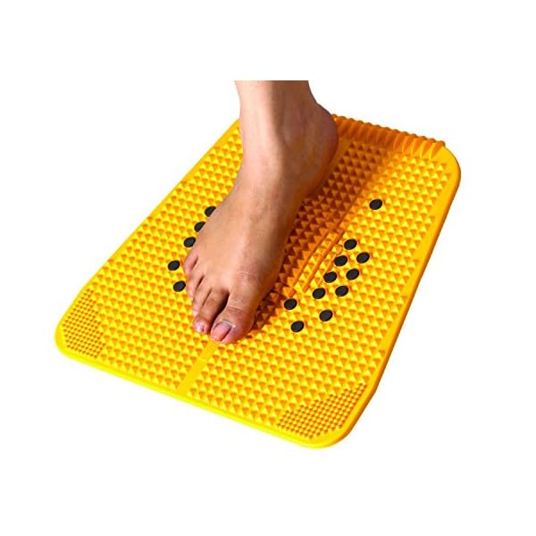 ACi Acupressure Reflexology Magnetic Pyramidal Therapy Power Pain Relief Energy Foot Health Mat Set Of 1 + Sujok Rings Set Of 5 L X W X H – 30 X 30 X 7 Cm Yellow Mat - Image 2