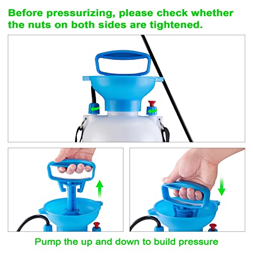 Kitahara 2 Gallon Garden Pump Pressure Sprayer With Pressure Relief Valve, Adjustable Shoulder Strap And Nozzles, For Yard Lawn Weeds Plant Water #TOP1