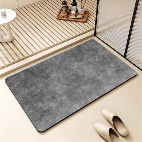Alfombra de Baño Antideslizante, 40x60cm Alfombrilla Diatomita Baño Súper Absorbente, Alfombrilla Ducha Lavable Stone Bath Mat, Alfombra Piedras para Ducha, Cocina, Bañera y Baños, WC Gray 6-745
