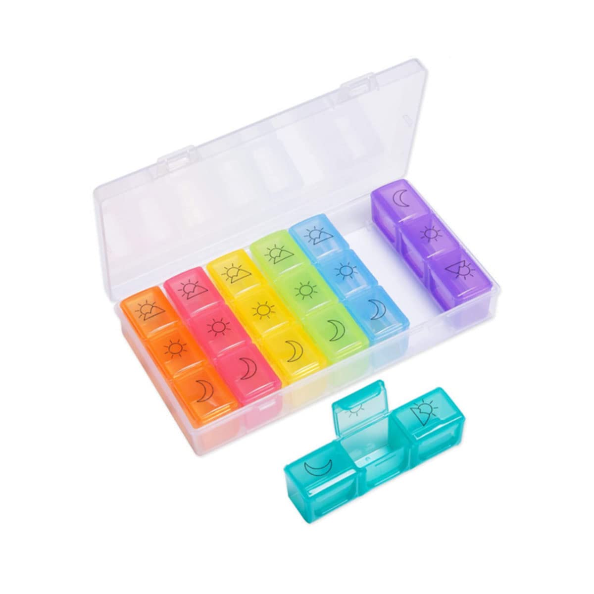 Beauenty Pill Organizer,Weekly Pill Box, Easy to Open Pill Case 7 Day Medicine Organizer for Vitamin, Fish Oils, Supplement (style2)