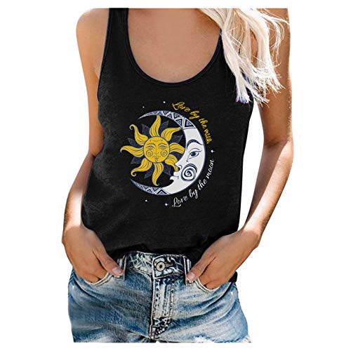Padaleks Tank Top for Women Funny Letters Print Sleeveless T-Shirt Vest O-Neck Casual Graphic Tees Summer Tunics
