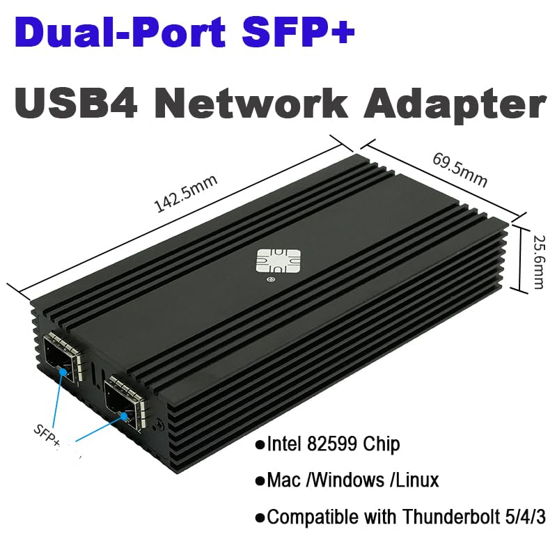 Image of USB 4.0 Type-C 10G to Dual Fiber SFP+ Port Network Adapter