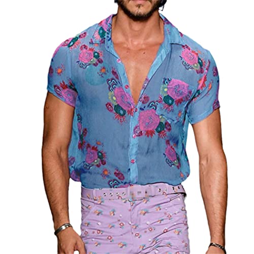 Chemise en dentelle homme avec motifs floraux travaillés, coupe décontractée haut de gamme