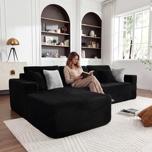 108" Boneless Couch,L-Shaped Modular Sectional Sofa with Chaise, ...