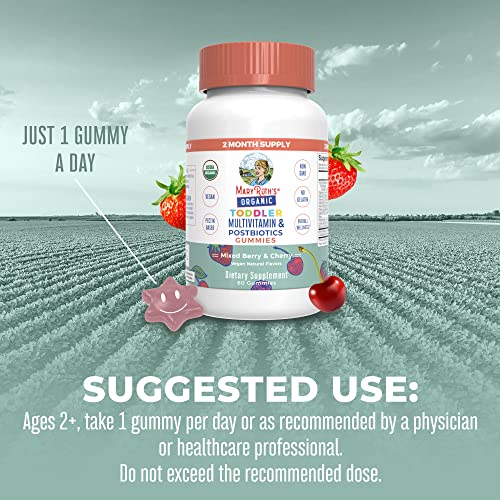 Maryruth Organics Toddler Vitamin Gummy, Usda, Multivitamins And Postbiotics For Kids Ages 2+, Vegan, Non-Gmo, 60 Count, Pack Of 1 #TOP3