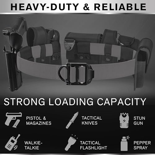 TECEUM Tactical Belt – Gray B4 L – Heavy-Duty Military, Work, Hiking,Rigger, Utility, EDC Men’s Belts – Quick-Release – Nylon Web3