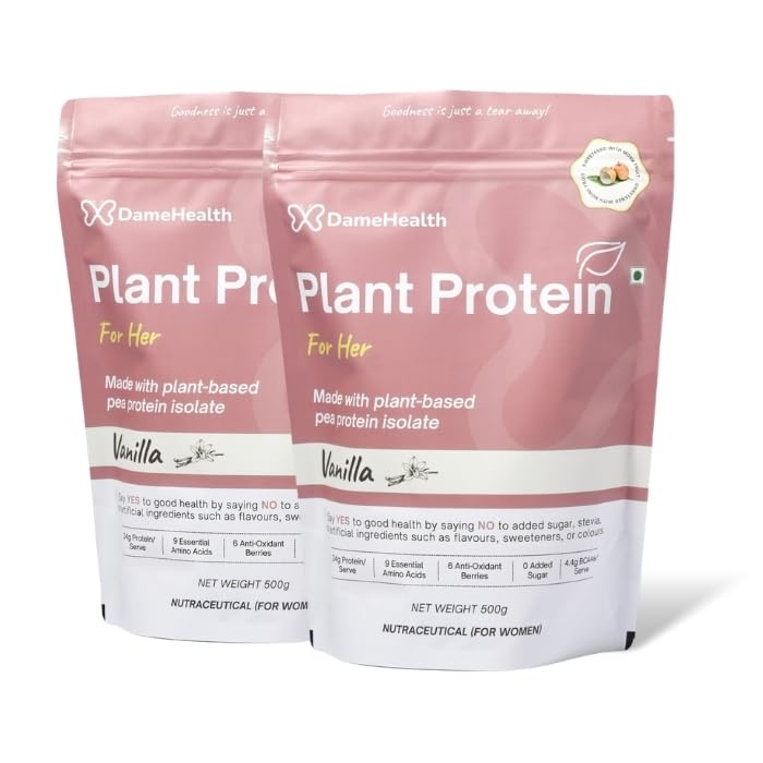 Image of Women's Plant Protein | 24g Protein per Serve | Pack of 2 (1Kg) | Real Vanilla Flavor | Vegan Pea Protein Isolate | No Bloating, Easy to Digest | 6 Natural Antioxidants | Safe | Sweetened with Monk Fruit | For the Everyday Woman