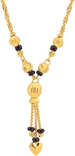 maira Sterling Silver Gold-Plated Mangalsutra Necklace with Black Beads, Heart Pendant, Traditional Design-picture-54