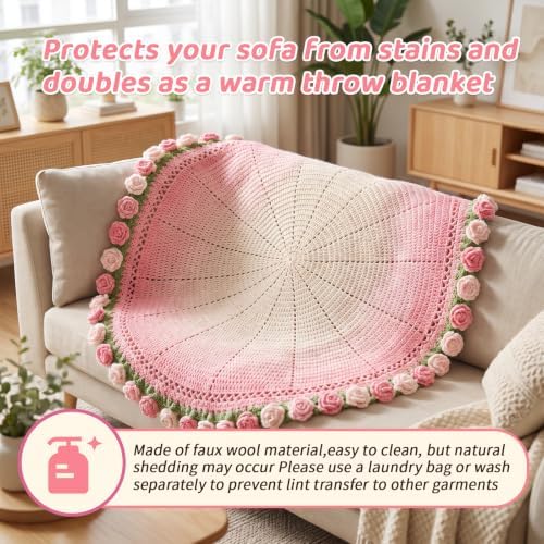 Crochet Flower Bouquet Blanket, 55 In Handmade Rose Flower Bouquet Blanket — view 2