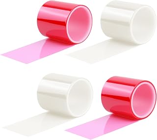 4PCS 16.4 Ft × 1.98 Inch Tail Light Tape,Transparent & Red Tail Light Tape for Tails Lights Repair Kit,Self-Adhesive Tails Lights Tapes Repair Red & Transparent for Cars,SUVs