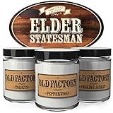 Old Factory Scented Candles for Men - Elder Statesman - Decorative Aromatherapy - Handmade in The USA with Only The Best Fragrance Oils - 3 x 4-Ounce Soy Candles