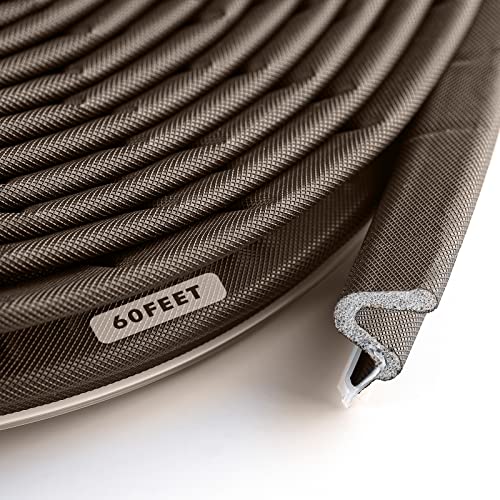 Door Weather Stripping Soundproof Door Seal Strip V Shaped Foam Kerf Weather Stripping Door Frame Weather Stripping For Doors Windows, Slot Installation Seals Large Slot (Brown,60 Feet) #TOP11