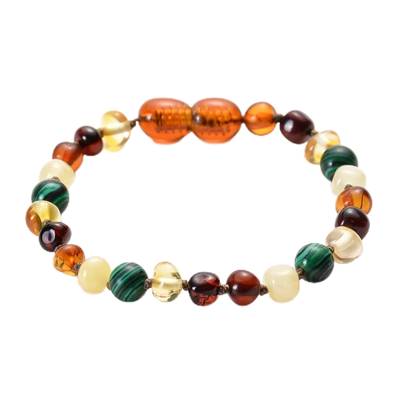 Bracelet Homme Jonc, Bracelet pour Homme Chaine Coloré Ambre Naturel Bracelets Perles Bijoux Homme,Unisexe