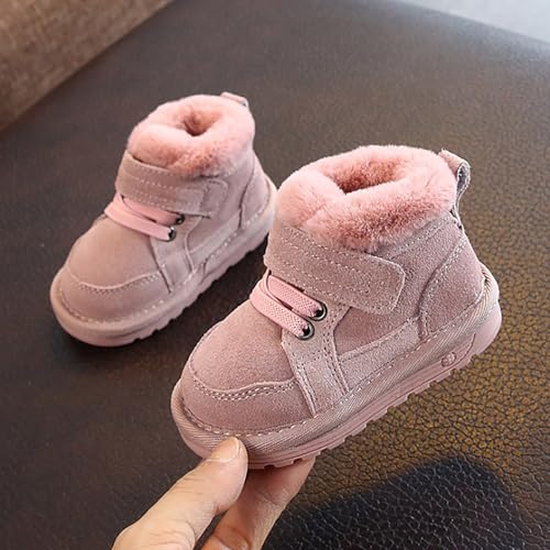 IWIHMIV Girl's Warm Walking Shoes Kids Winter Fleece Boots Non Slip Outdoor Ankle Boots Outdoor Warm Walking Shoes3