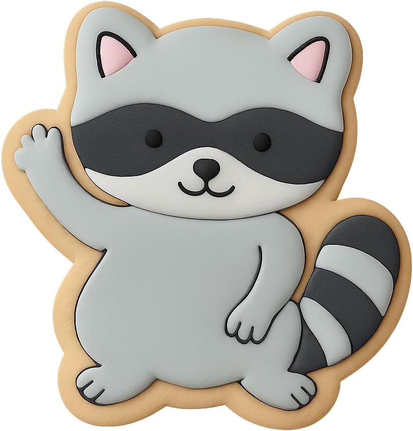 Waving Raccoon Cookie Cutter & Stamp - 4x3.6 Fun Kitchen Baking