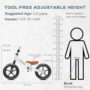 SEREED Toddler Balance Bike 2 Year Old, Gift for 2-3 Boys Girls, Adjustable — photo 3 of 6