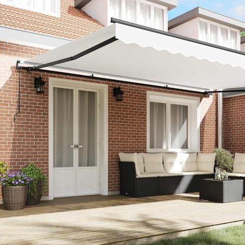 Auvent rétractable blanc 500x300 cm en acier et polyester extensible pour terrasse - 4