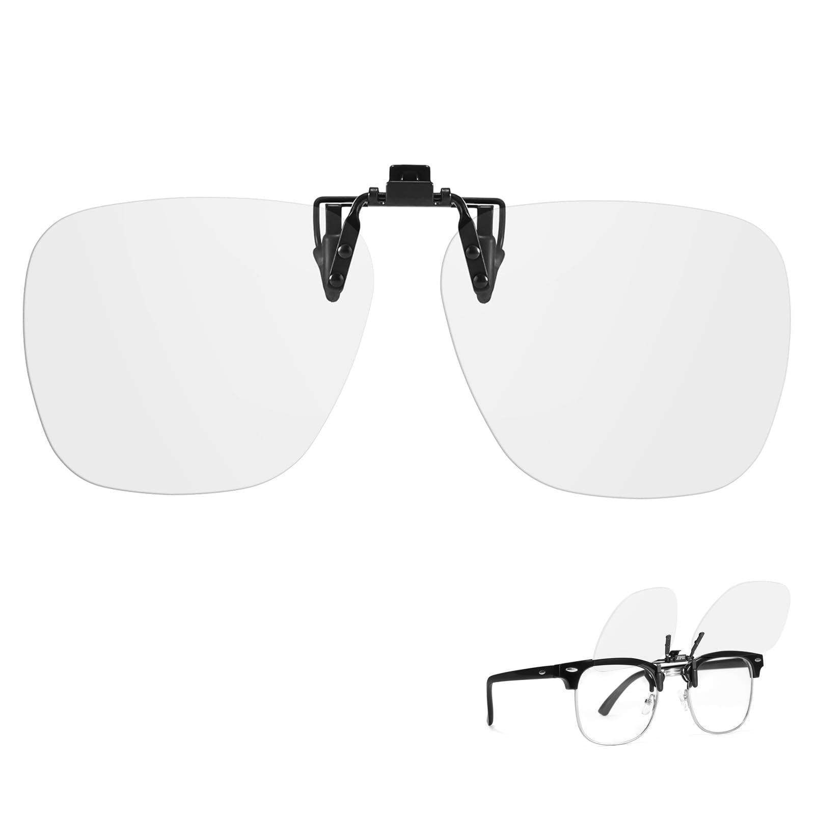 TJUTR Clip On Blue Light Blocking Glasses for Prescription Glasses, Fit Over Glasses for Computer TV Gaming, Anti Eyestrain