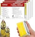 HONYAO Coperta Termica 3 Pezzi, 210×160cm, Coperta Termica Emergenza Oro Argento, CopertaTermica Sopravvivenza, per Salvataggio Protegge da Freddo, Pioggia, Calore e Vento, All'aperto