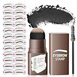 Eyebrow Stamp Stencil Kit - Eye Brow Stencil Kits with Eyebrow Blush, Long-lasting Waterproof & Smudge-Proof Eyebrow Shaping Kit with 24 Reusable Eyebrow Stencils for Perfect Brow (Dark Black)