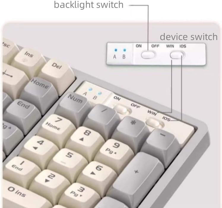 Close-up of backlight and device switches