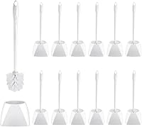 GooYoung 15-Pack Toilet Brush & Holder Set, 16.14" Long Handle Hemispherical Cleaner with Caddy, Easy Assemble White Bathroom Scrubbers