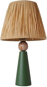 Amande Handmade Seramik Abajur Ye il-Has r | El Yap m , Modern, Do al Dokulu | E27 Duy Uyumlu | Enerji Tasarruflu,  k Dekoratif Ayd nlatma [Enerji S n f  A]