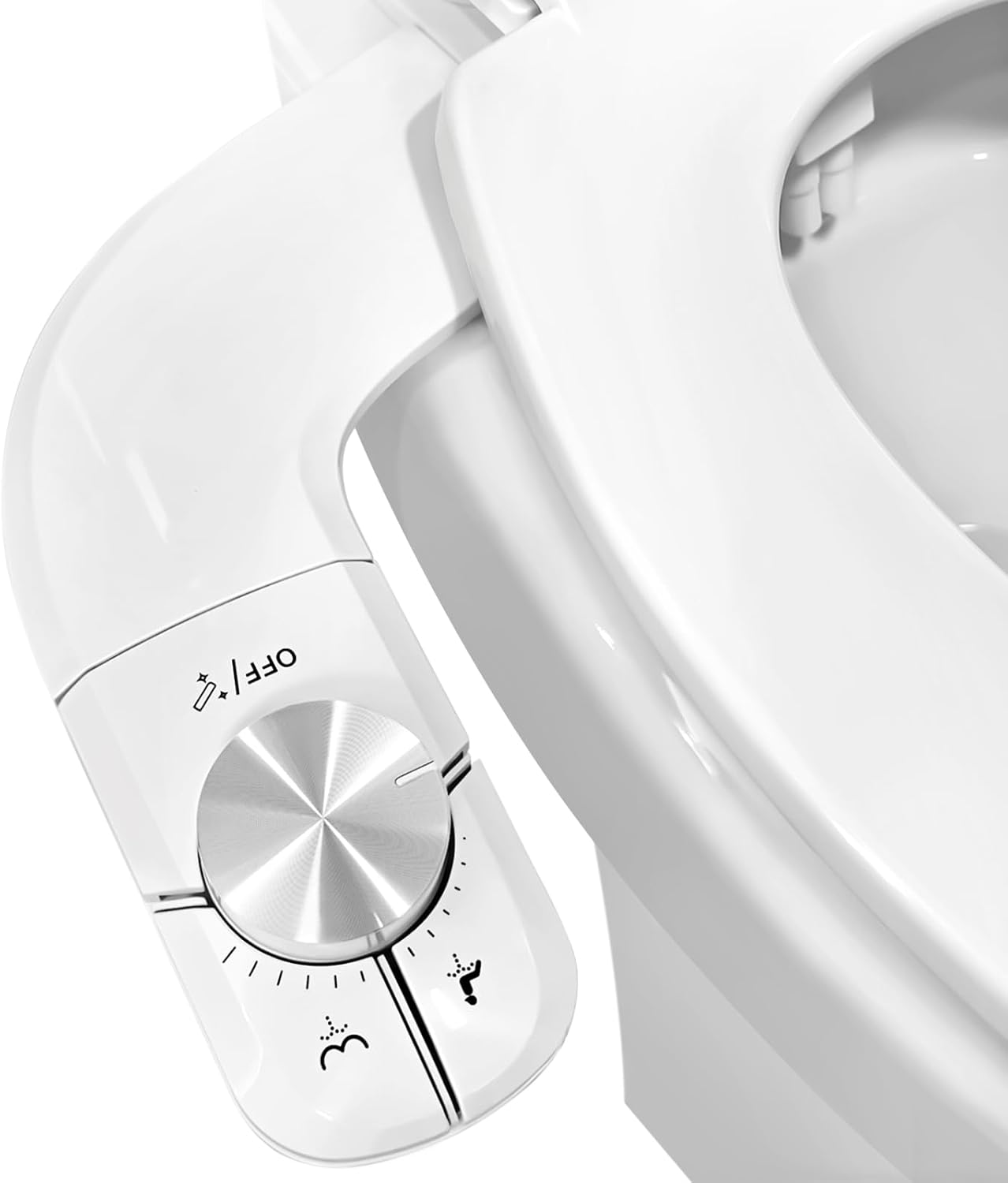 Bidet Attachment for Toilet Non-Electric Ultra-Thin Design,Self-Cleaning Dual Nozzles,Rear & Feminine Hygiene Wash,Adjustable Water Pressure,Cold Water Only, White(0.23 in)